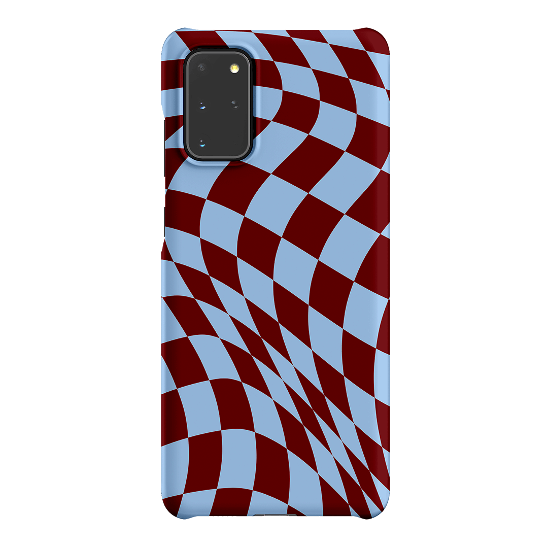Wavy Check Sky on Maroon Matte Case Matte Phone Cases Samsung Galaxy S20 Plus / Snap by The Dairy - The Dairy