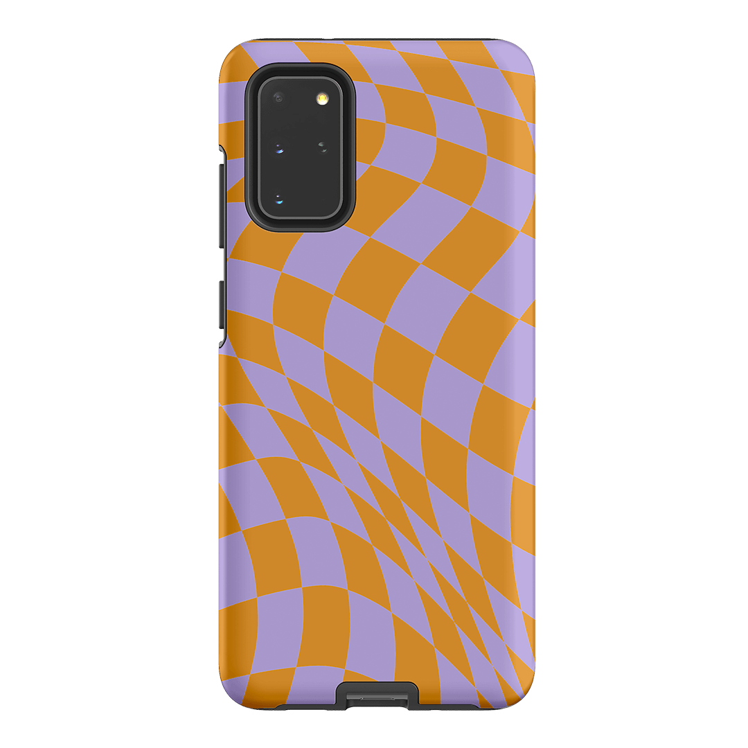 Wavy Check Orange on Lilac Matte Case Matte Phone Cases Samsung Galaxy S20 Plus / Armoured by The Dairy - The Dairy