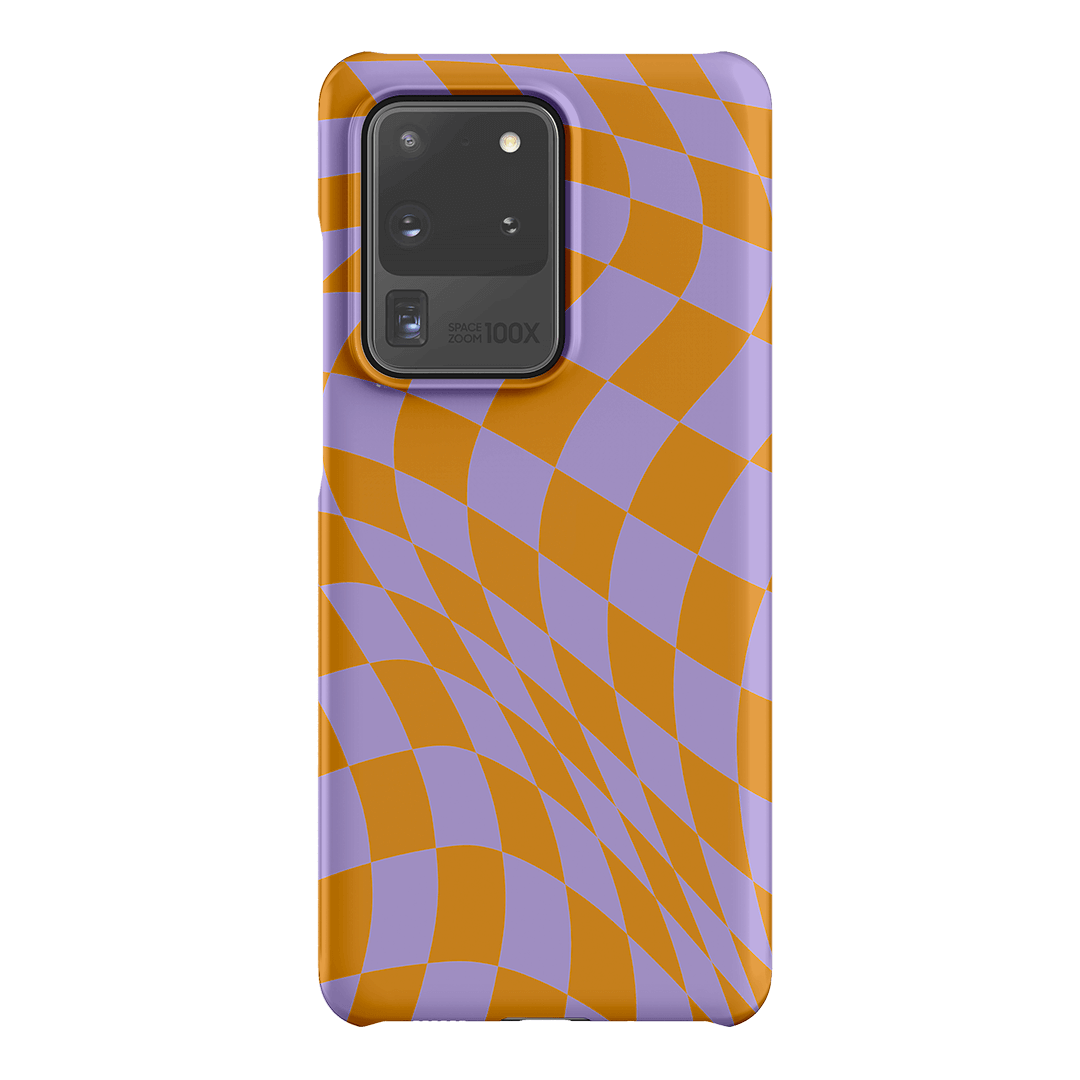Wavy Check Orange on Lilac Matte Case Matte Phone Cases Samsung Galaxy S20 Ultra / Snap by The Dairy - The Dairy