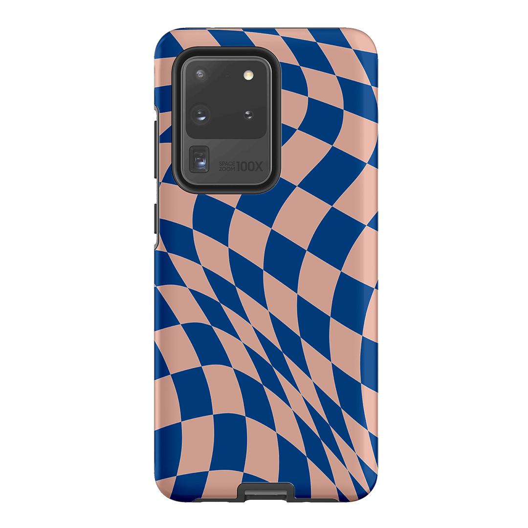 Wavy Check Cobalt on Blush Matte Case Matte Phone Cases Samsung Galaxy S20 Ultra / Armoured by The Dairy - The Dairy