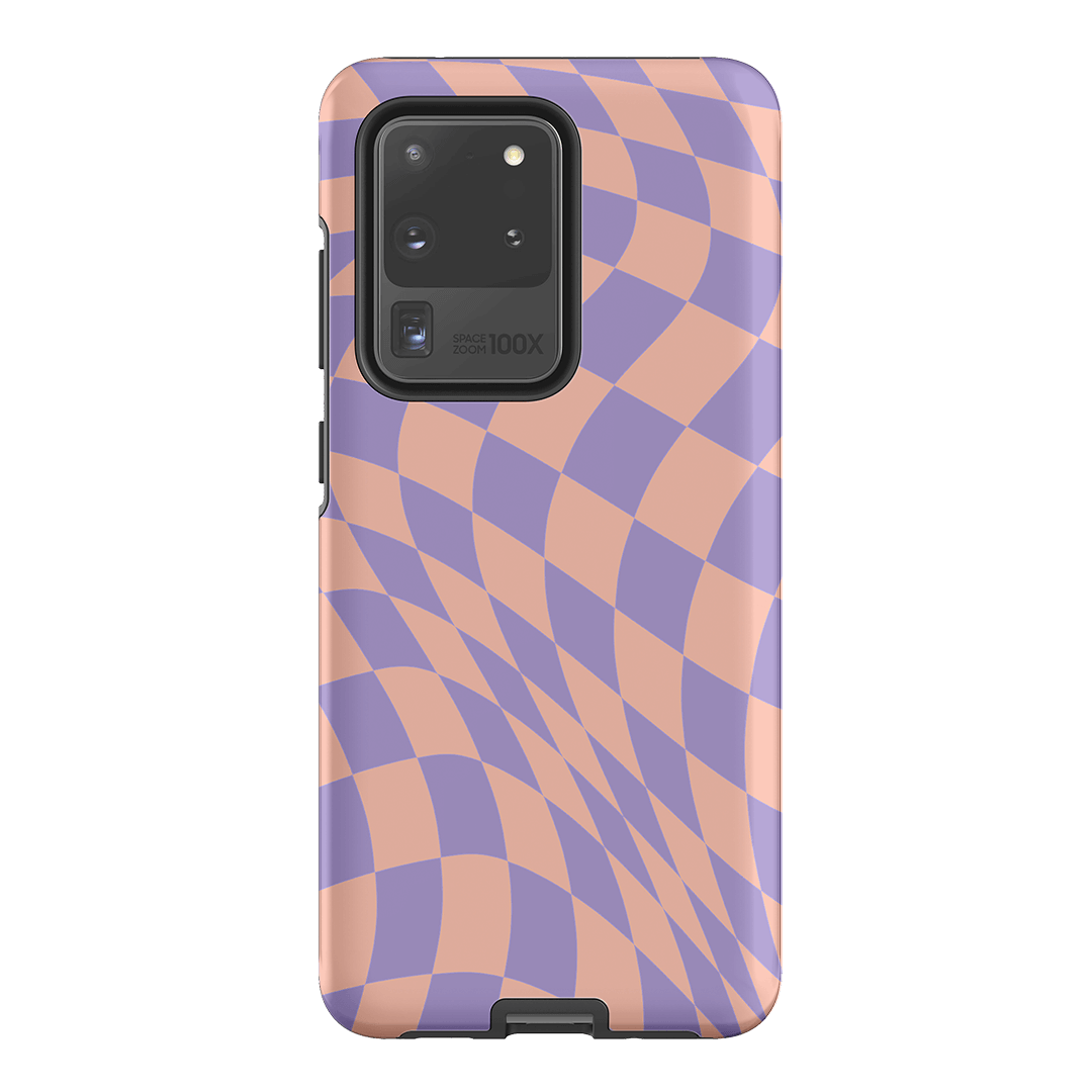 Wavy Check Lilac on Blush Matte Case Matte Phone Cases Samsung Galaxy S20 Ultra / Armoured by The Dairy - The Dairy