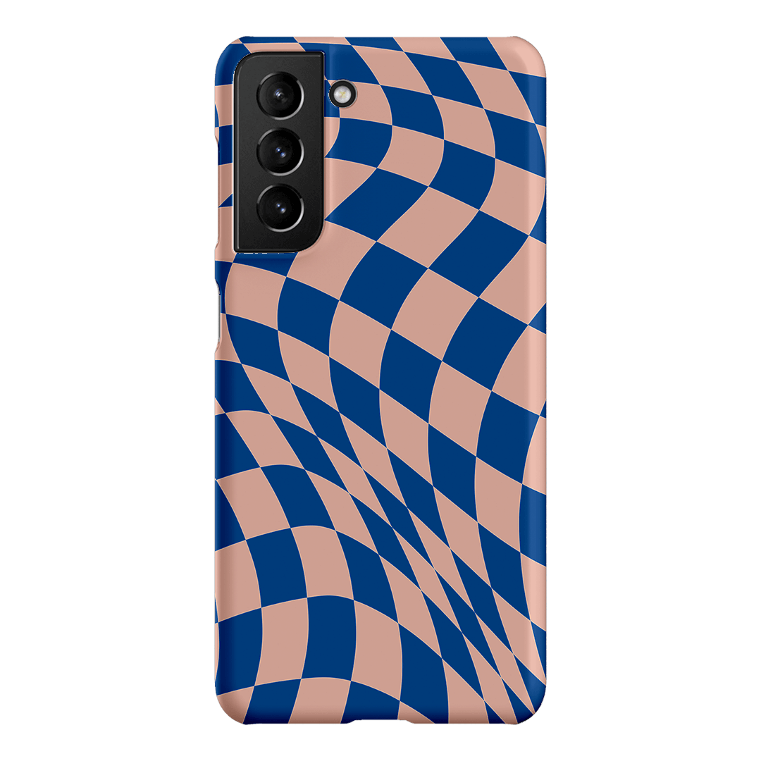 Wavy Check Cobalt on Blush Matte Case Matte Phone Cases Samsung Galaxy S21 / Snap by The Dairy - The Dairy