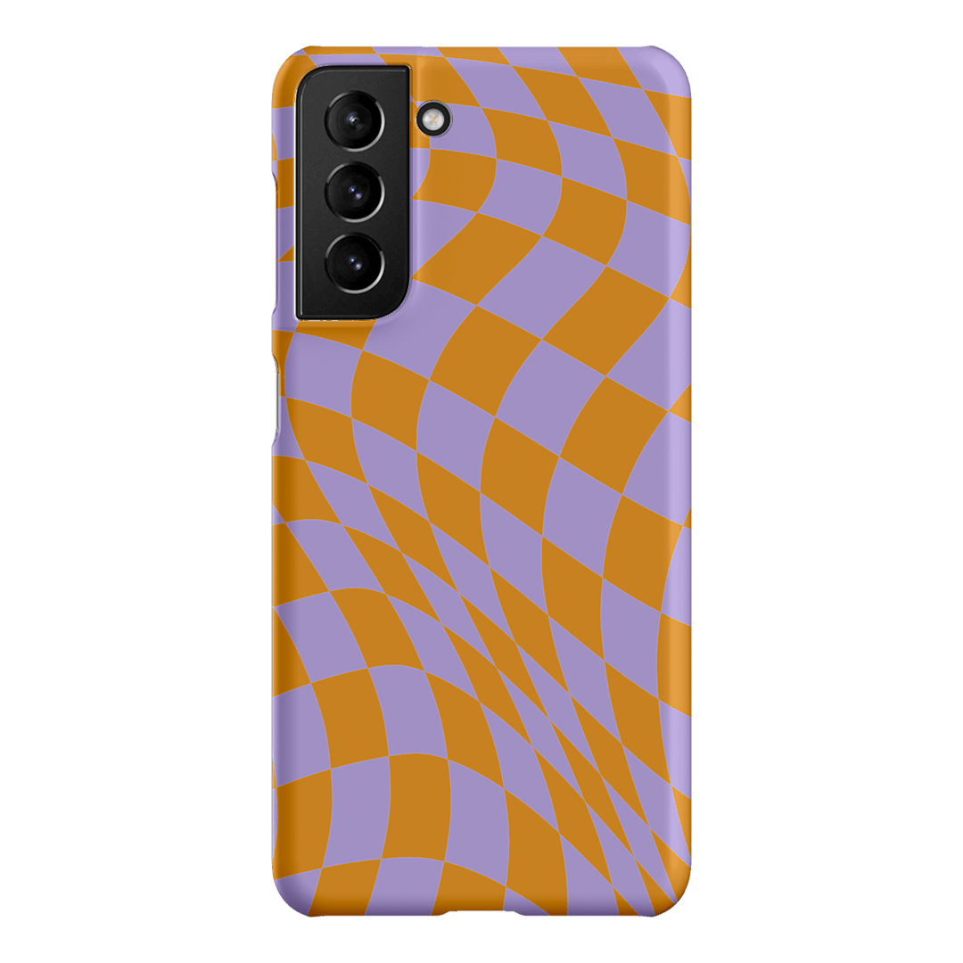 Wavy Check Orange on Lilac Matte Case Matte Phone Cases Samsung Galaxy S21 / Snap by The Dairy - The Dairy