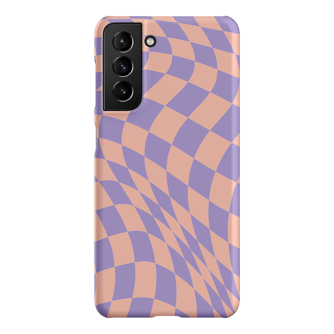 Wavy Check Lilac on Blush Matte Case Matte Phone Cases Samsung Galaxy S21 / Snap by The Dairy - The Dairy