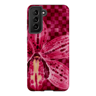 Check Orchid Printed Phone Cases Samsung Galaxy S21 / Armoured by Sally Hungerford - The Dairy