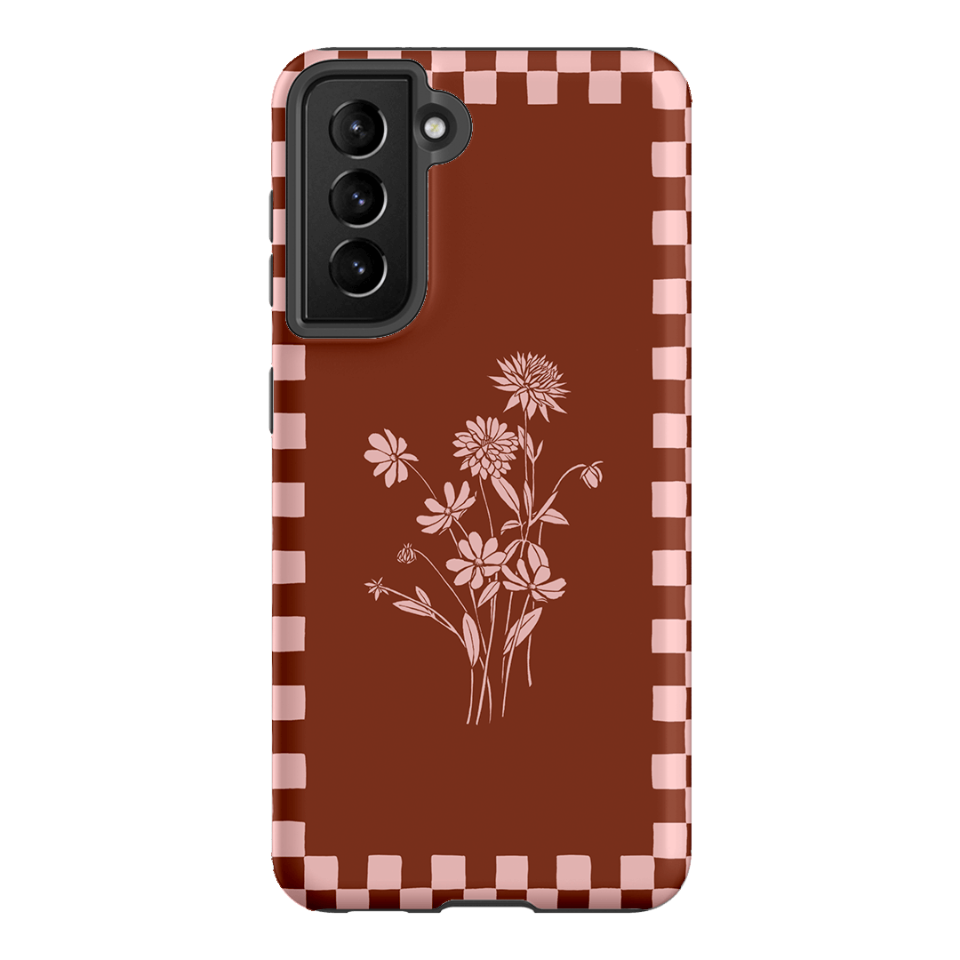 Dahlia Check Printed Phone Cases Samsung Galaxy S21 / Armoured by Typoflora - The Dairy