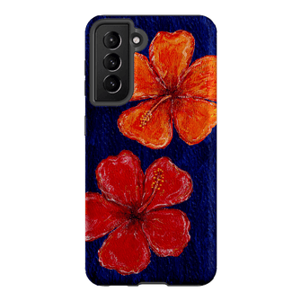 Hibiscus Flower Deep Blue Printed Phone Cases Samsung Galaxy S21 / Armoured by BG. Studio - The Dairy