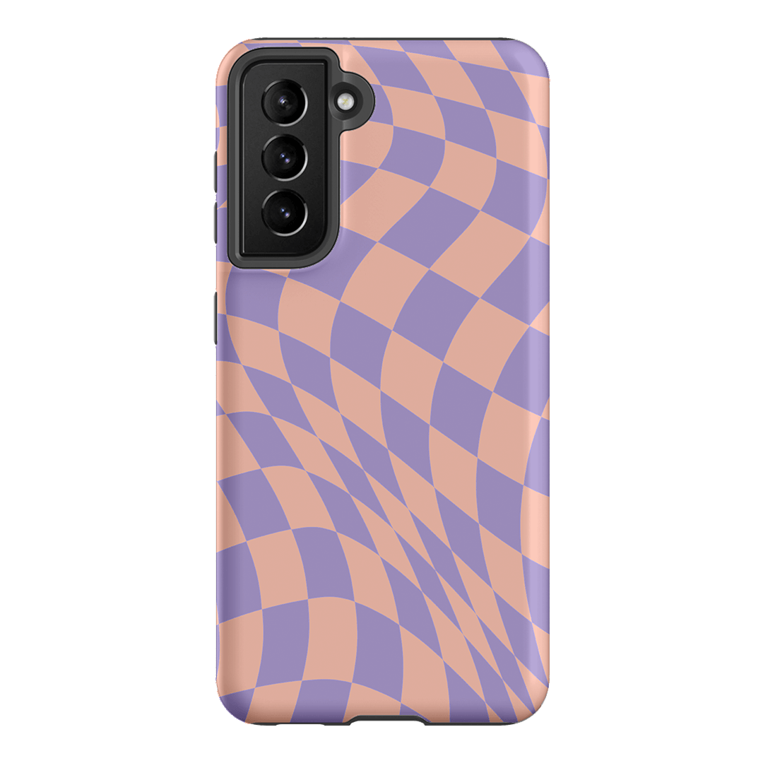 Wavy Check Lilac on Blush Matte Case Matte Phone Cases Samsung Galaxy S21 / Armoured by The Dairy - The Dairy