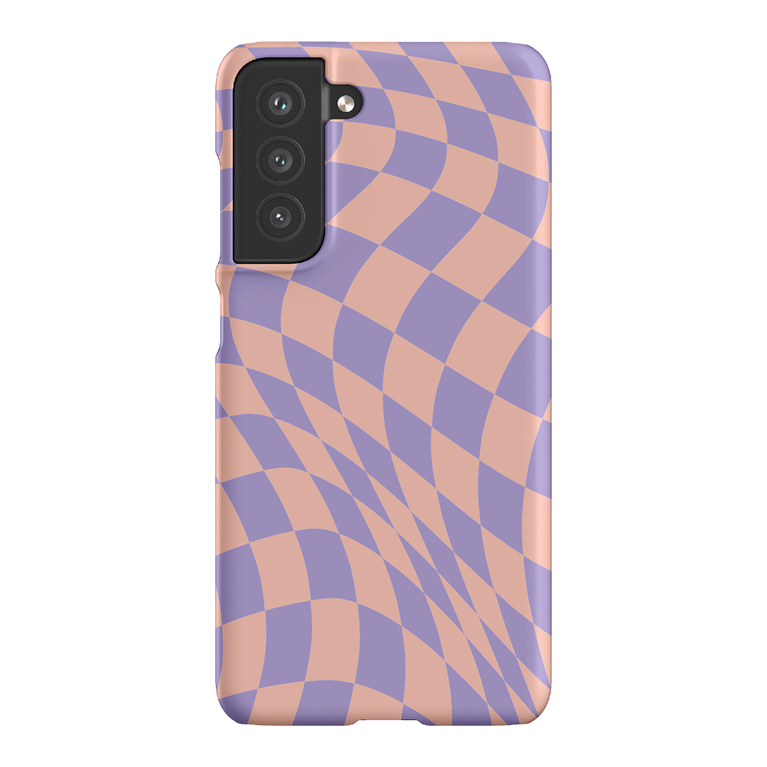 Wavy Check Lilac on Blush Matte Case Matte Phone Cases Samsung Galaxy S21 FE / Snap by The Dairy - The Dairy