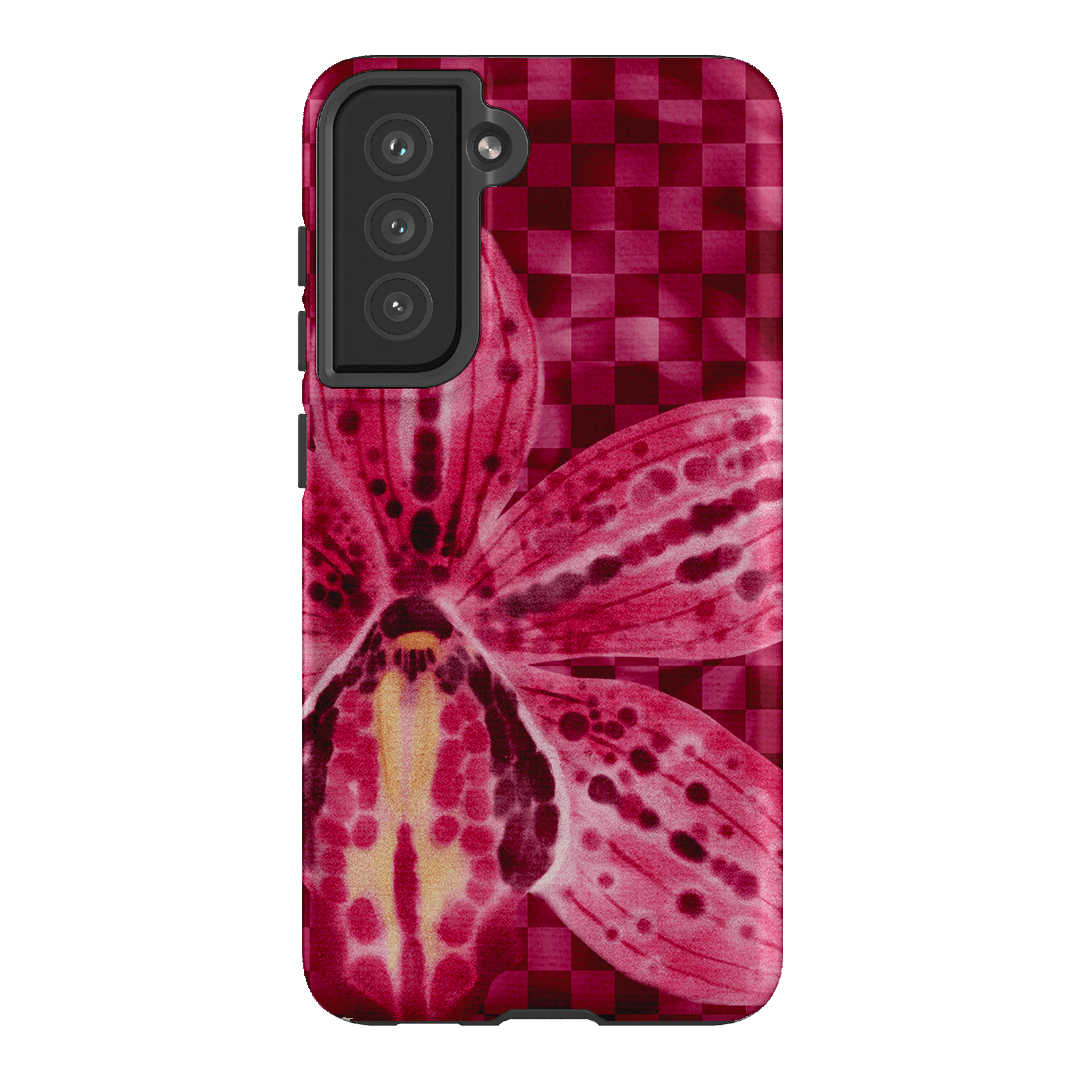 Check Orchid Printed Phone Cases Samsung Galaxy S21 FE / Armoured by Sally Hungerford - The Dairy