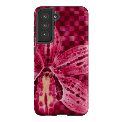 Check Orchid Printed Phone Cases Samsung Galaxy S21 FE / Armoured by Sally Hungerford - The Dairy