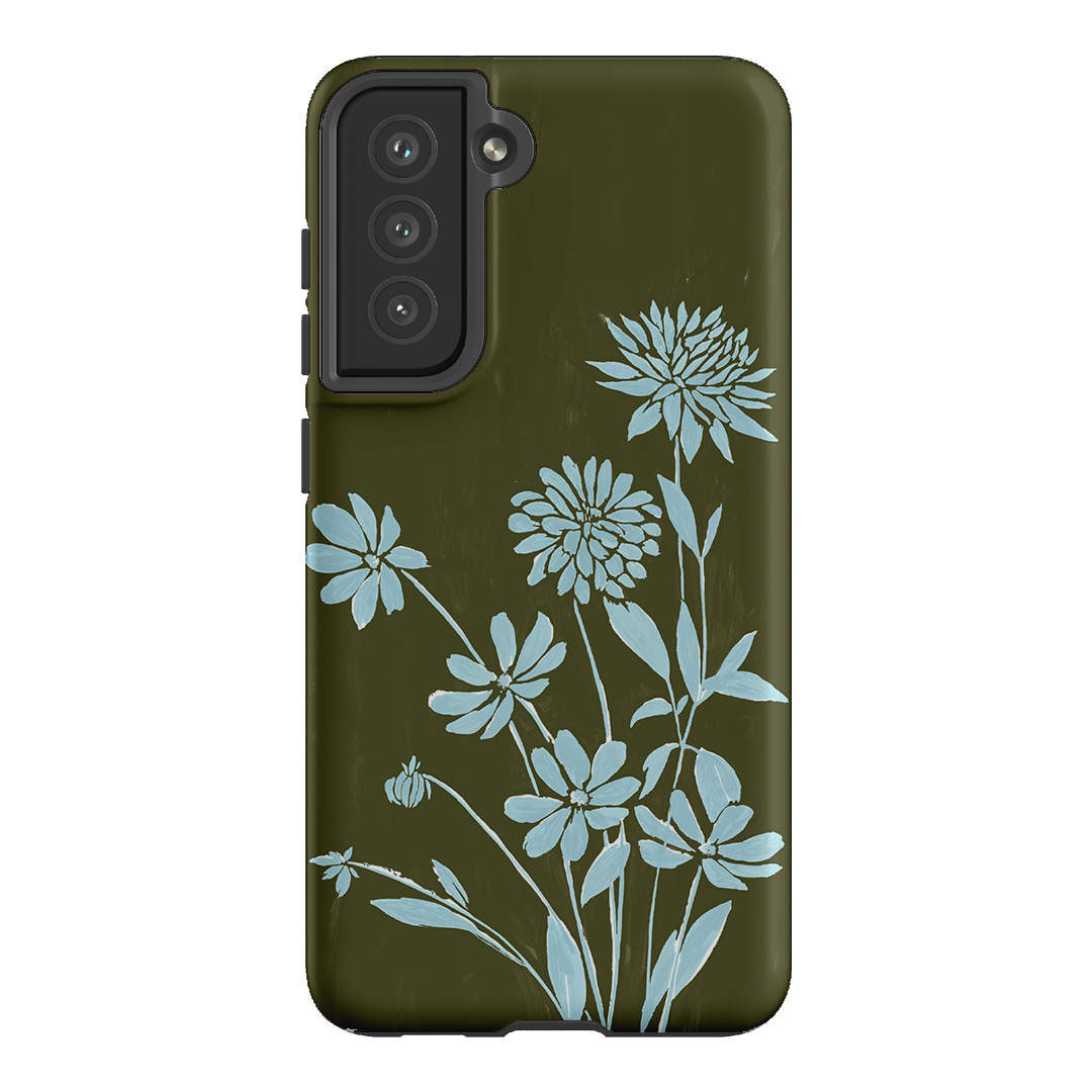 Dahlia Khaki Printed Phone Cases Samsung Galaxy S21 FE / Armoured by Typoflora - The Dairy