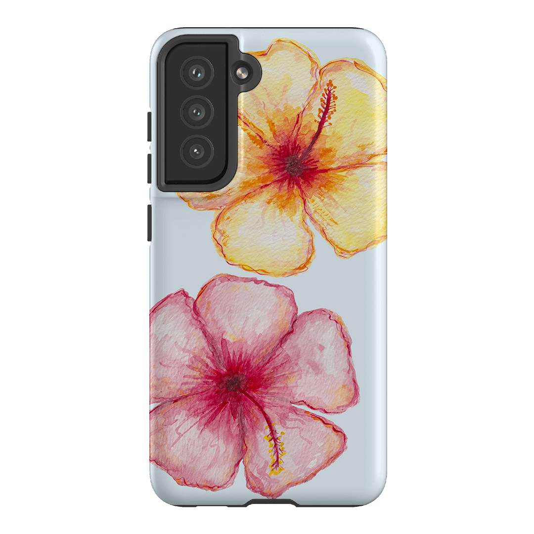 Hibiscus Flower Blue Printed Phone Cases Samsung Galaxy S21 FE / Armoured by BG. Studio - The Dairy