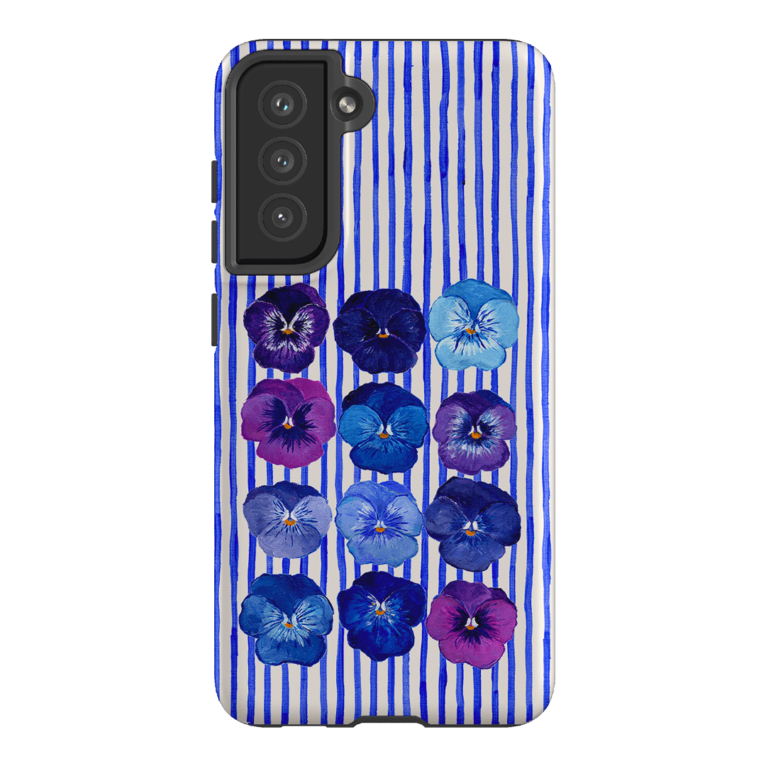 Striped Pansies Printed Phone Cases Samsung Galaxy S21 FE / Armoured by Kayla Henley - The Dairy