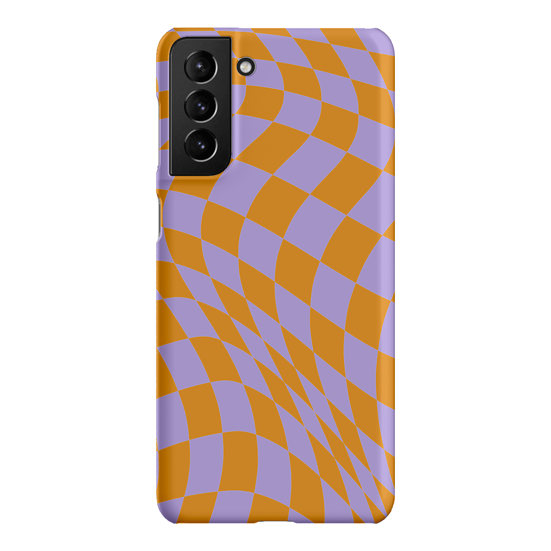 Wavy Check Orange on Lilac Matte Case Matte Phone Cases Samsung Galaxy S21 Plus / Snap by The Dairy - The Dairy