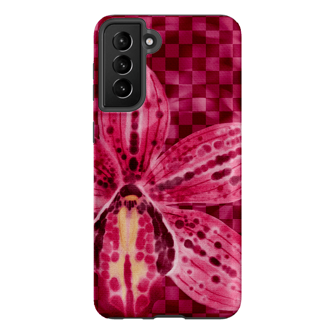 Check Orchid Printed Phone Cases Samsung Galaxy S21 Plus / Armoured by Sally Hungerford - The Dairy