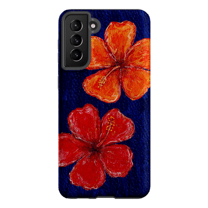 Hibiscus Flower Deep Blue Printed Phone Cases Samsung Galaxy S21 Plus / Armoured by BG. Studio - The Dairy
