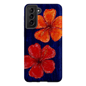 Hibiscus Flower Deep Blue Printed Phone Cases Samsung Galaxy S21 Plus / Armoured by BG. Studio - The Dairy