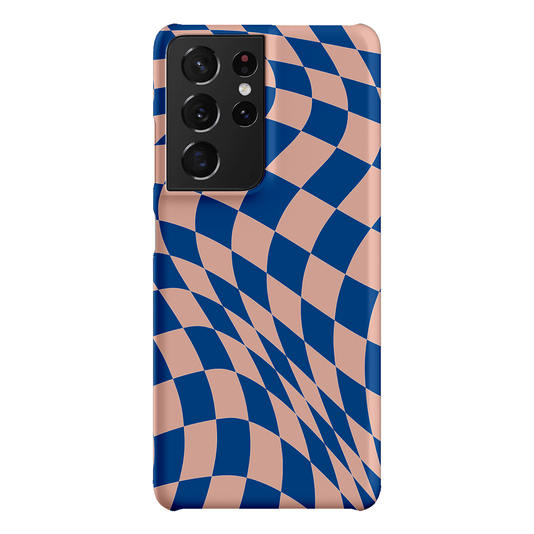 Wavy Check Cobalt on Blush Matte Case Matte Phone Cases Samsung Galaxy S21 Ultra / Snap by The Dairy - The Dairy