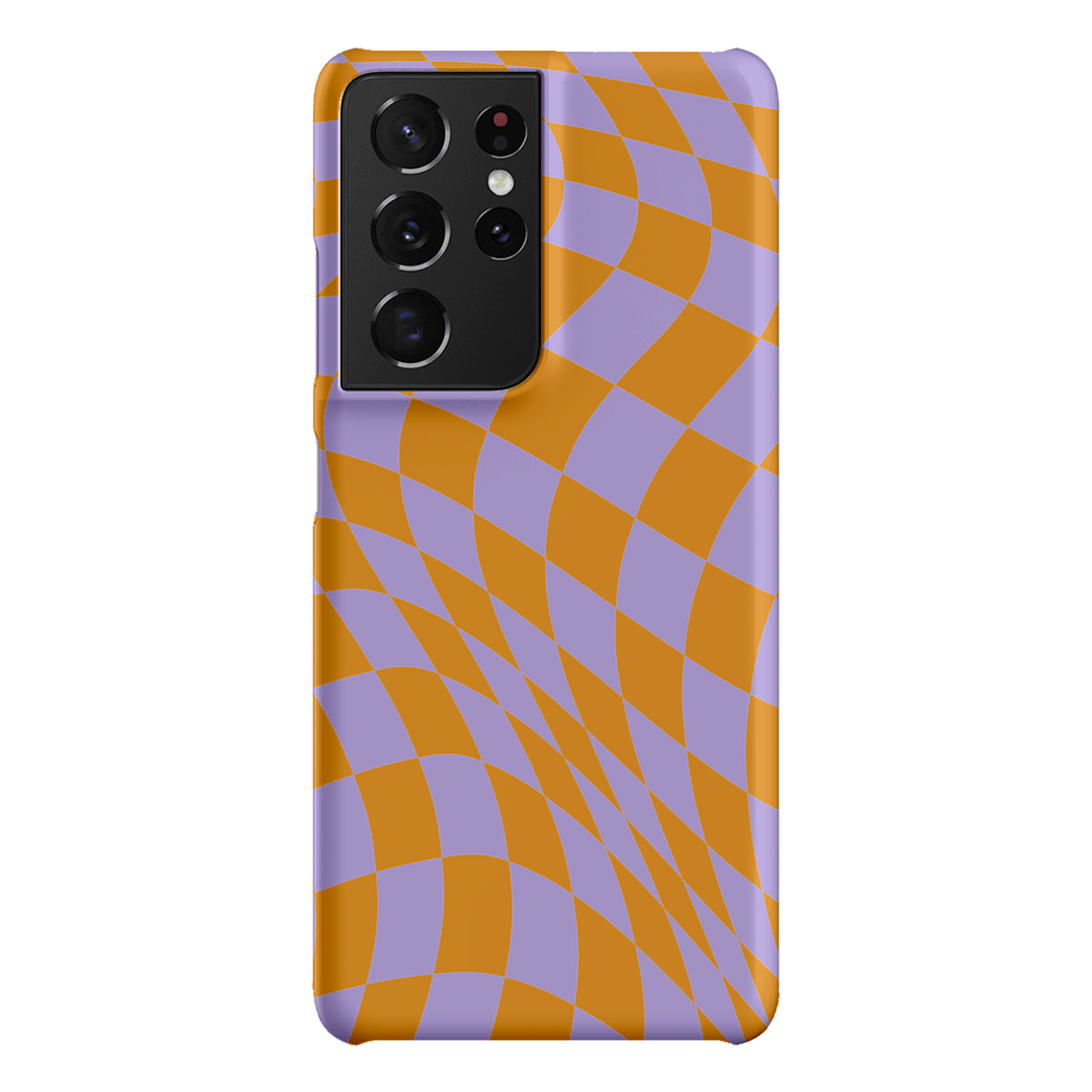 Wavy Check Orange on Lilac Matte Case Matte Phone Cases Samsung Galaxy S21 Ultra / Snap by The Dairy - The Dairy