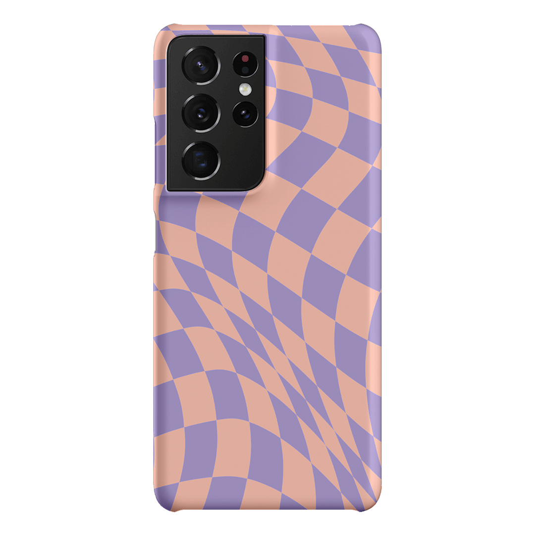 Wavy Check Lilac on Blush Matte Case Matte Phone Cases Samsung Galaxy S21 Ultra / Snap by The Dairy - The Dairy