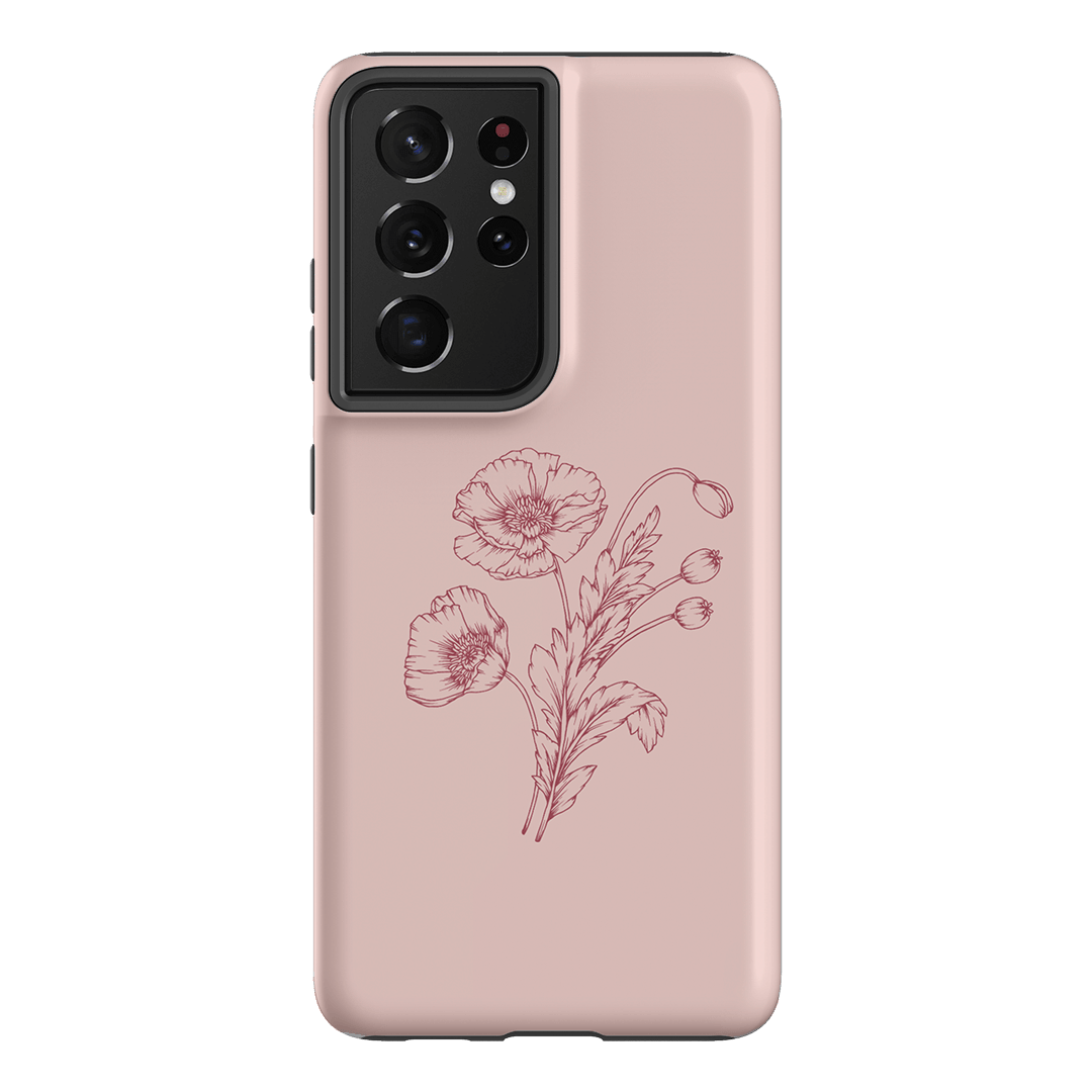 Blush Poppies Printed Phone Cases Samsung Galaxy S21 Ultra / Armoured by Typoflora - The Dairy