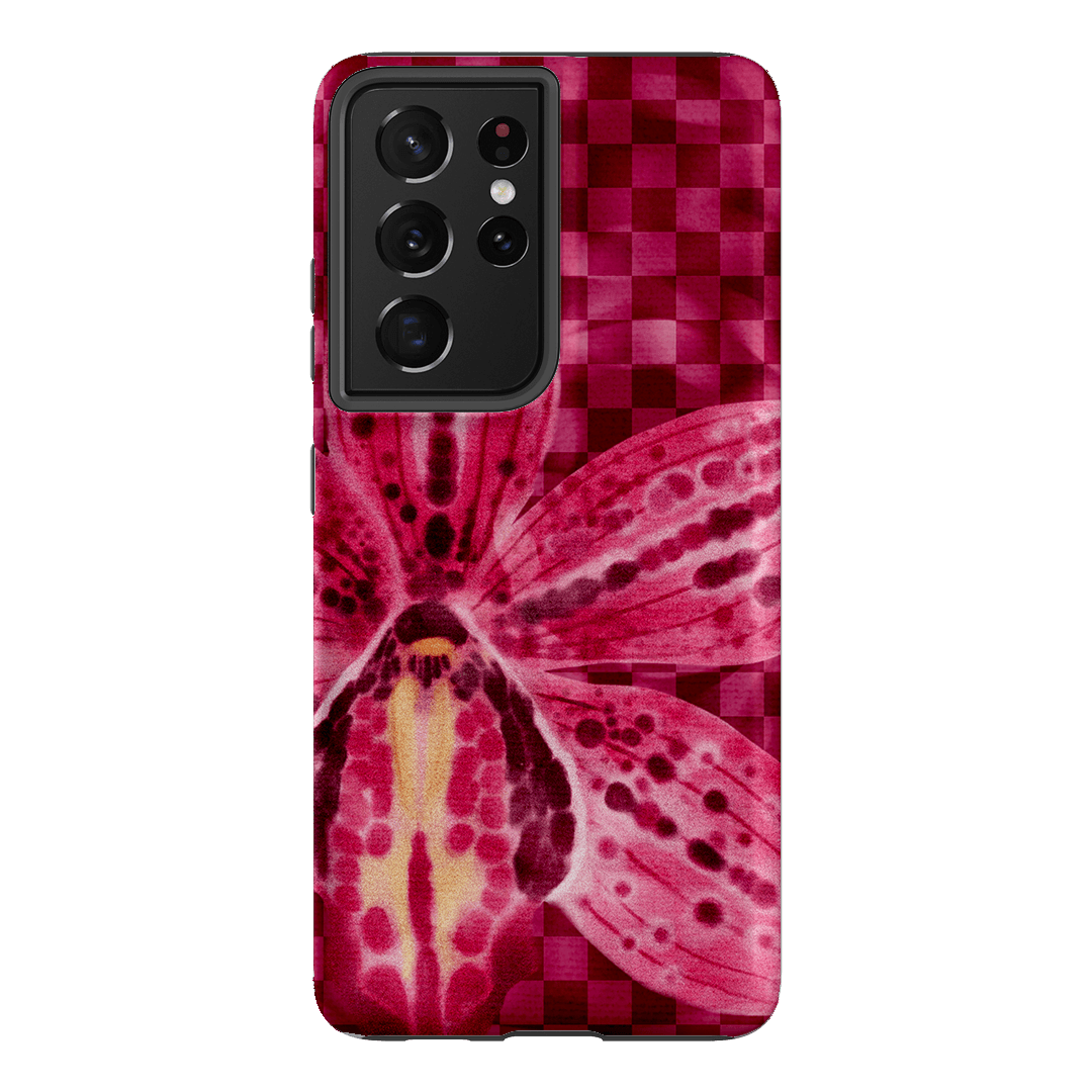 Check Orchid Printed Phone Cases Samsung Galaxy S21 Ultra / Armoured by Sally Hungerford - The Dairy