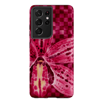 Check Orchid Printed Phone Cases Samsung Galaxy S21 Ultra / Armoured by Sally Hungerford - The Dairy