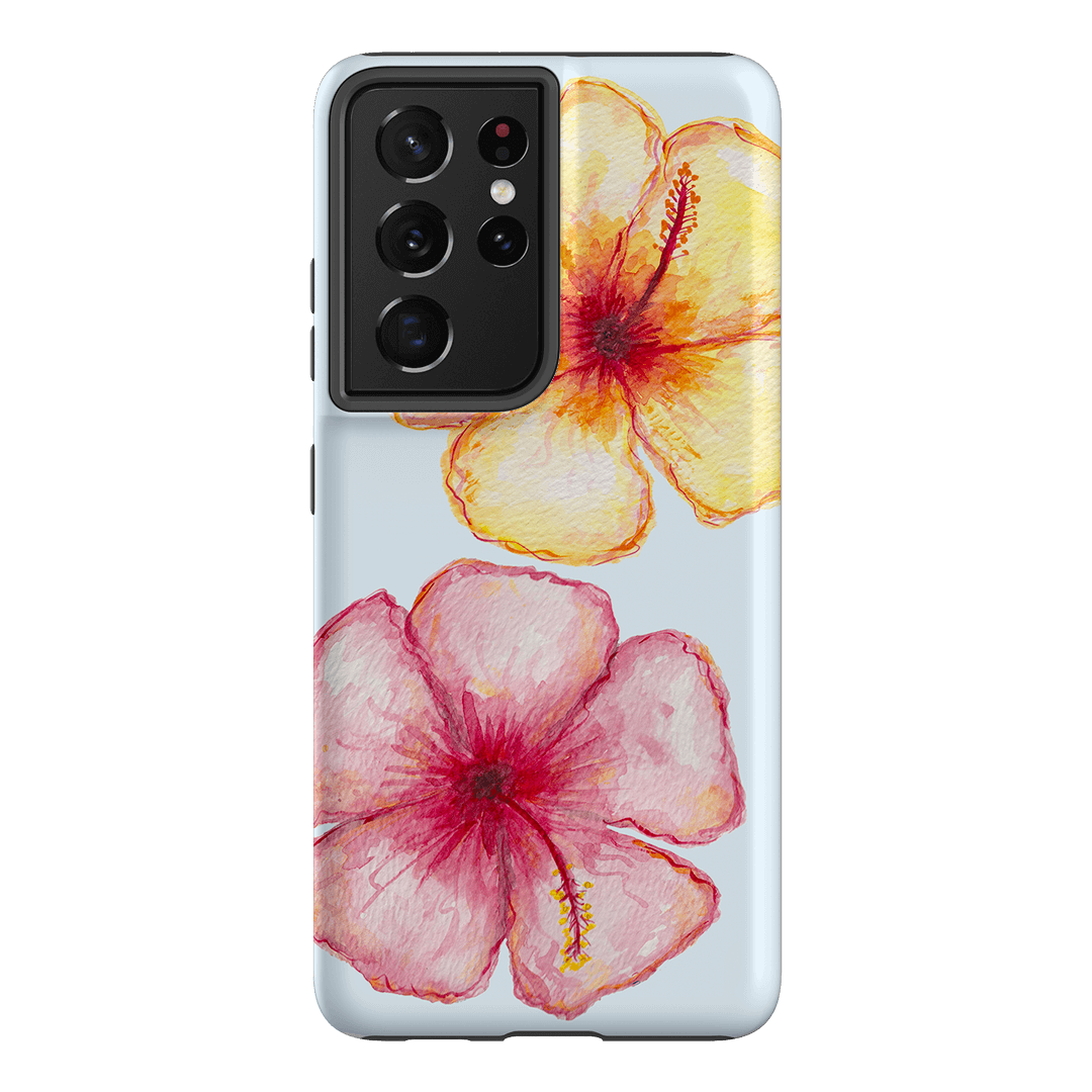 Hibiscus Flower Blue Printed Phone Cases Samsung Galaxy S21 Ultra / Armoured by BG. Studio - The Dairy