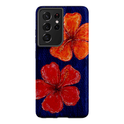 Hibiscus Flower Deep Blue Printed Phone Cases Samsung Galaxy S21 Ultra / Armoured by BG. Studio - The Dairy
