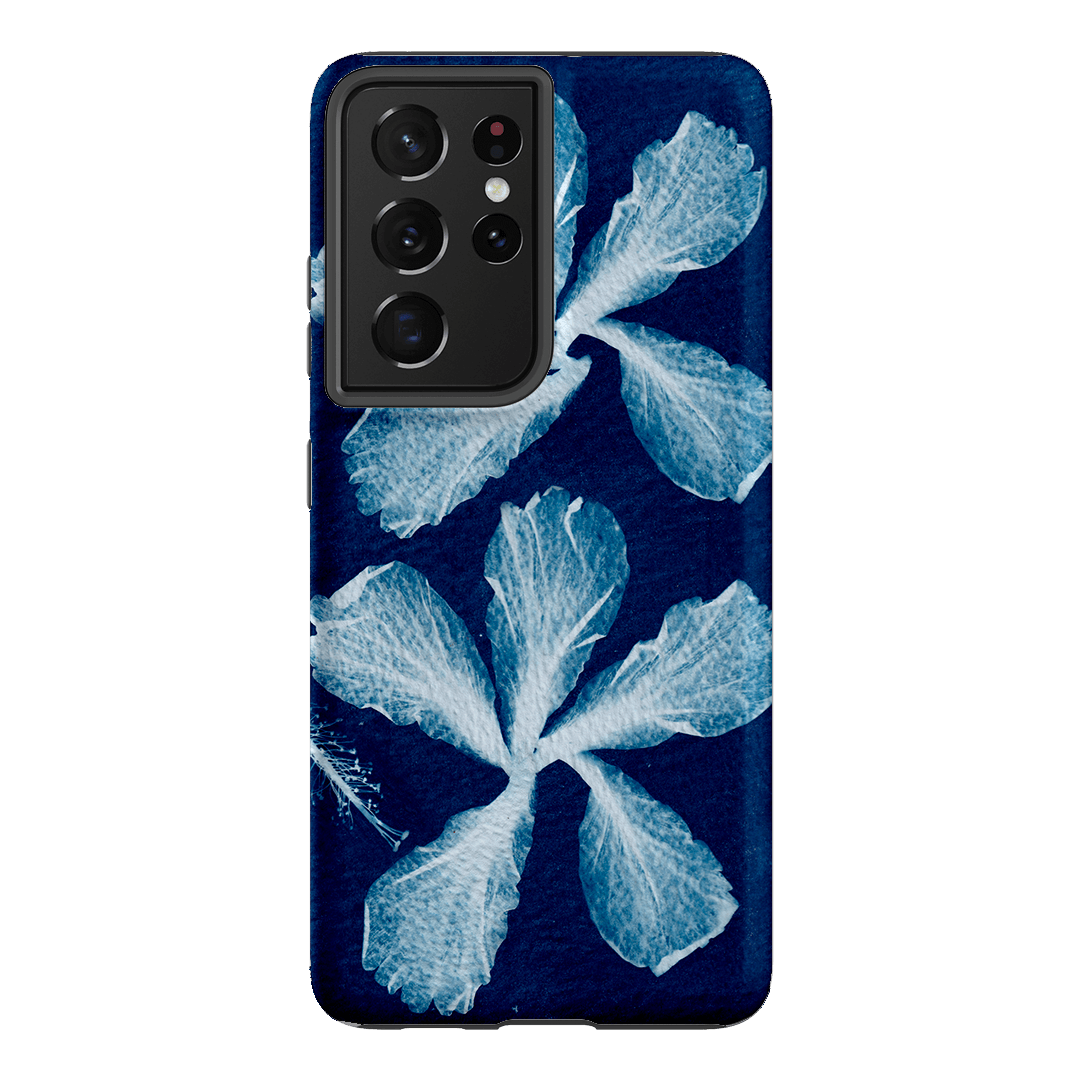 Hibiscus Cyanotype Printed Phone Cases Samsung Galaxy S21 Ultra / Armoured by Sally Hungerford - The Dairy