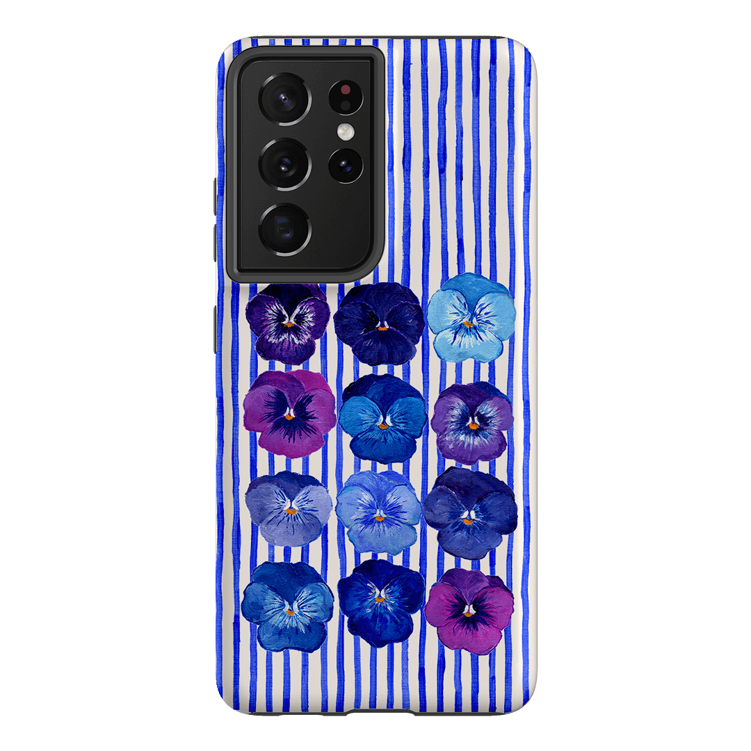 Striped Pansies Printed Phone Cases Samsung Galaxy S21 Ultra / Armoured by Kayla Henley - The Dairy