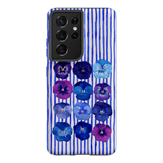 Striped Pansies Printed Phone Cases Samsung Galaxy S21 Ultra / Armoured by Kayla Henley - The Dairy