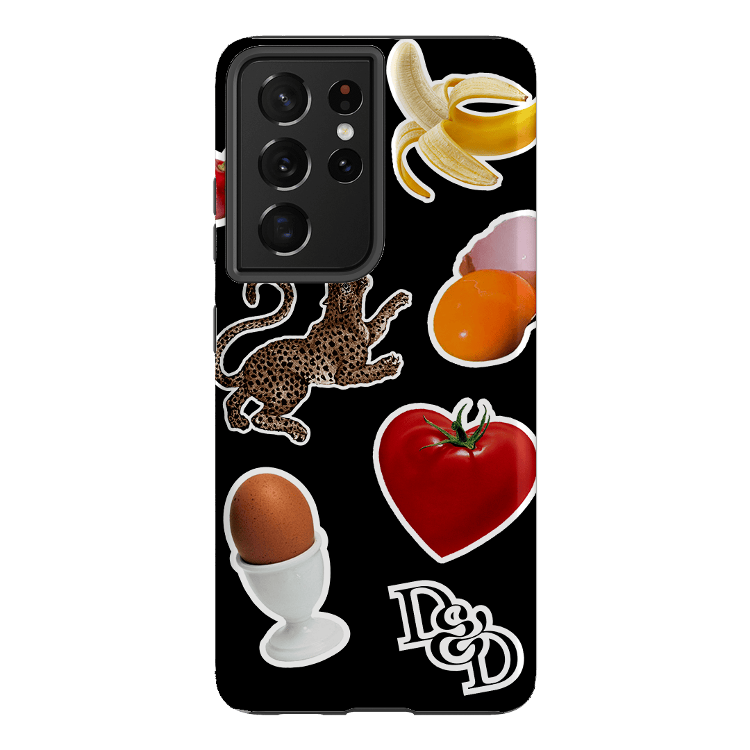 Sunday Stickers Black Printed Phone Cases Samsung Galaxy S21 Ultra / Armoured by Desmond & Dempsey - The Dairy