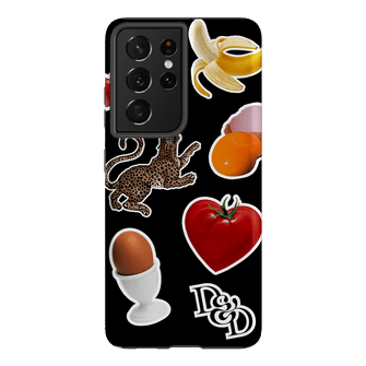 Sunday Stickers Black Printed Phone Cases Samsung Galaxy S21 Ultra / Armoured by Desmond & Dempsey - The Dairy