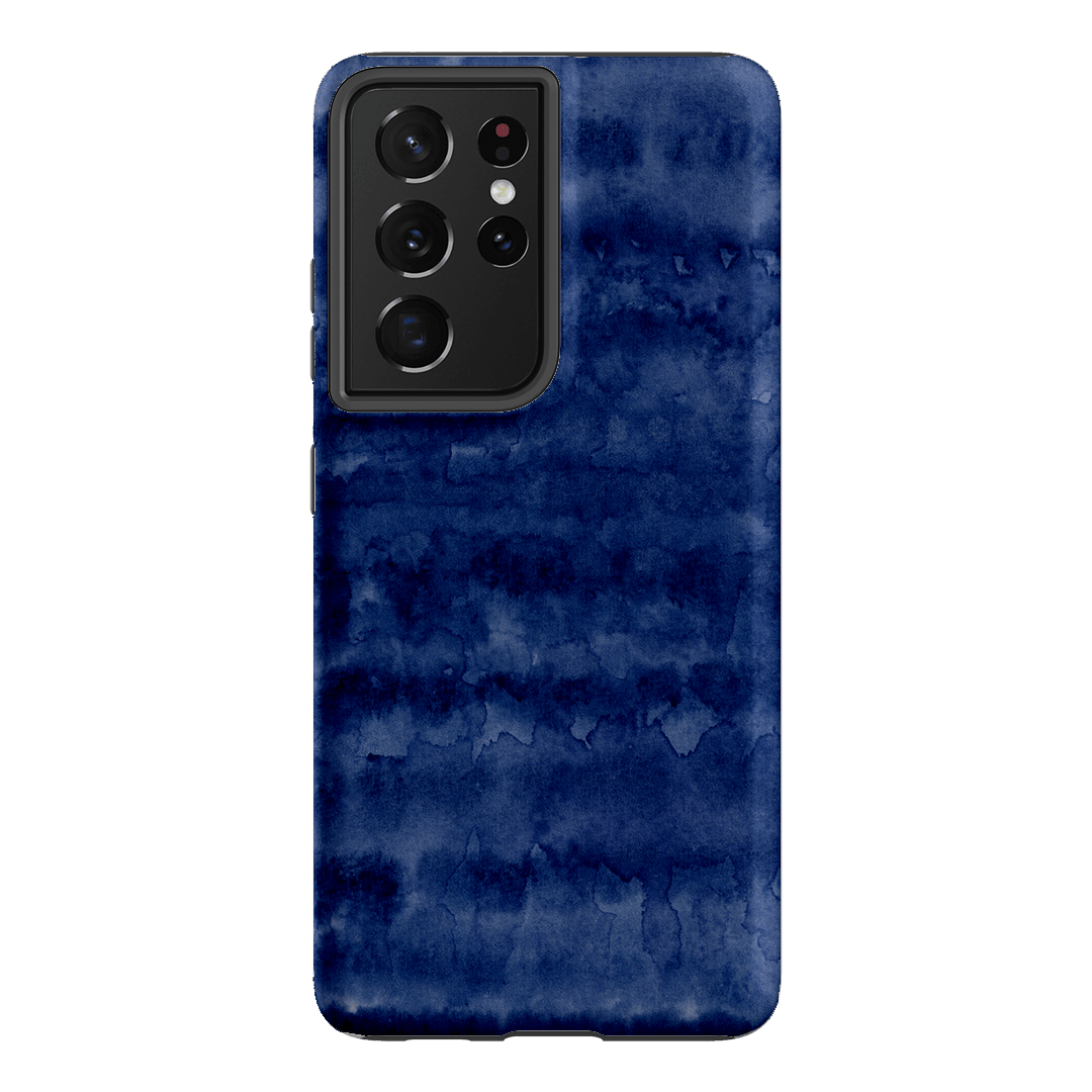 Watercolour Stripes Navy Printed Phone Cases Samsung Galaxy S21 Ultra / Armoured by The Dairy - The Dairy