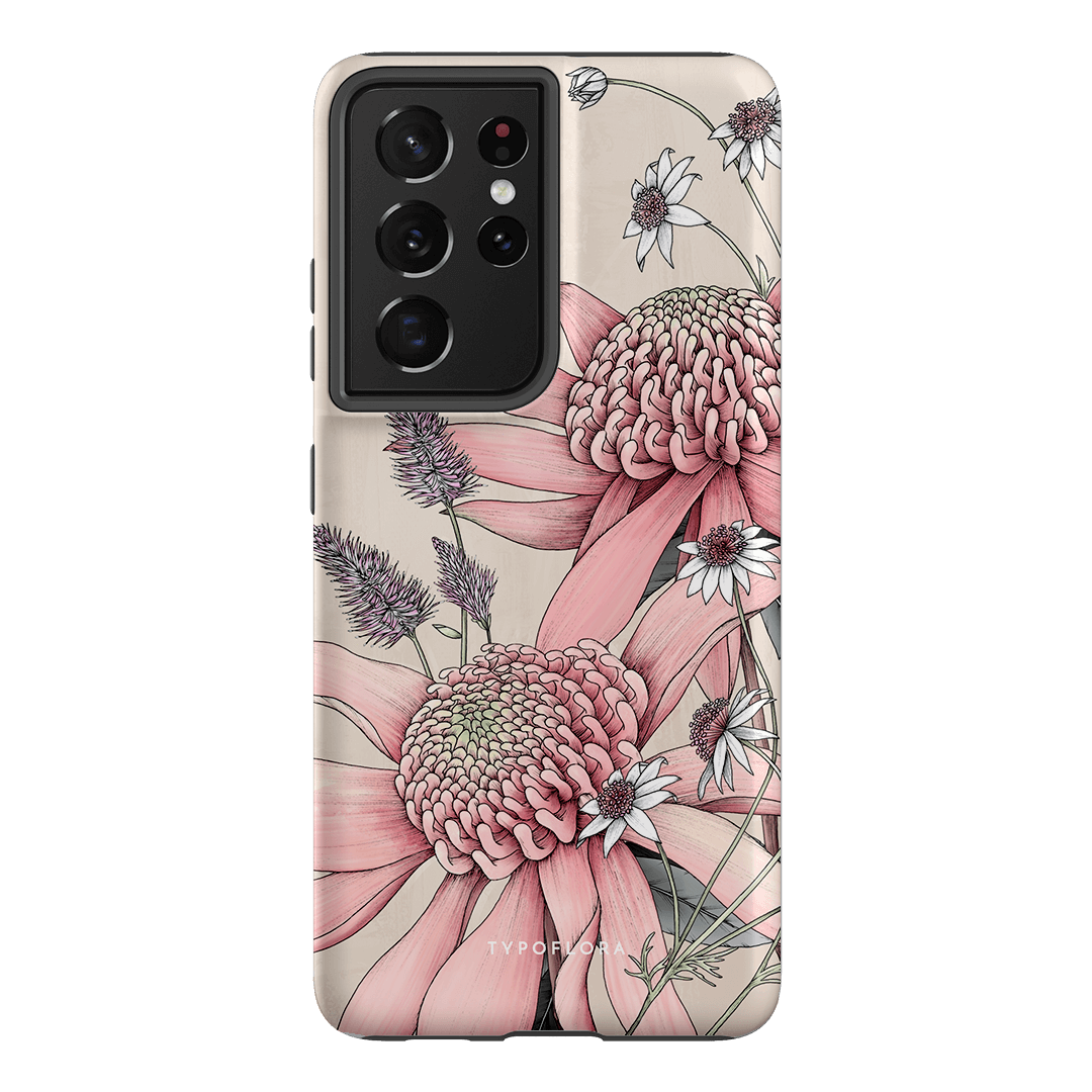 Pink Waratah Printed Phone Cases Samsung Galaxy S21 Ultra / Armoured by Typoflora - The Dairy