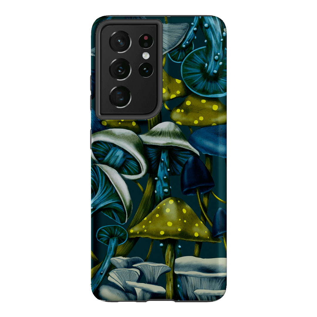 Shrooms Blue Printed Phone Cases Samsung Galaxy S21 Ultra / Armoured by Kelly Thompson - The Dairy