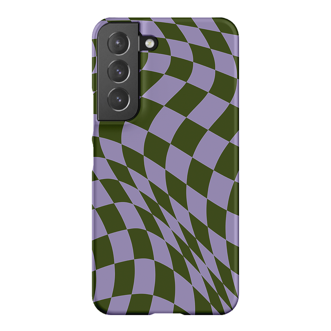Wavy Check Forest on Lilac Matte Case Matte Phone Cases Samsung Galaxy S22 / Snap by The Dairy - The Dairy