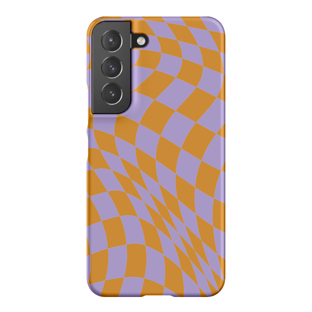 Wavy Check Orange on Lilac Matte Case Matte Phone Cases Samsung Galaxy S22 / Snap by The Dairy - The Dairy
