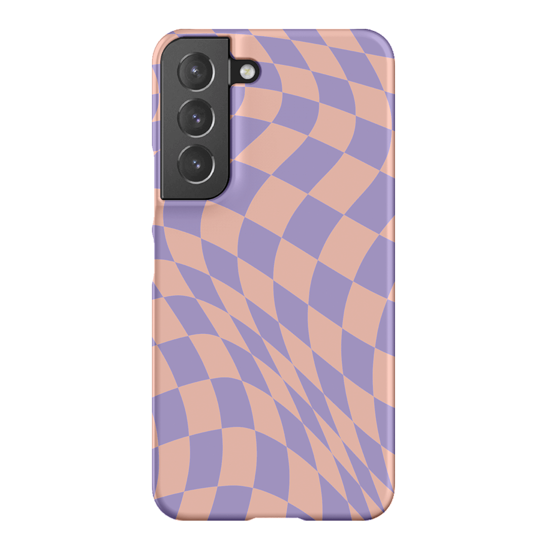 Wavy Check Lilac on Blush Matte Case Matte Phone Cases Samsung Galaxy S22 / Snap by The Dairy - The Dairy
