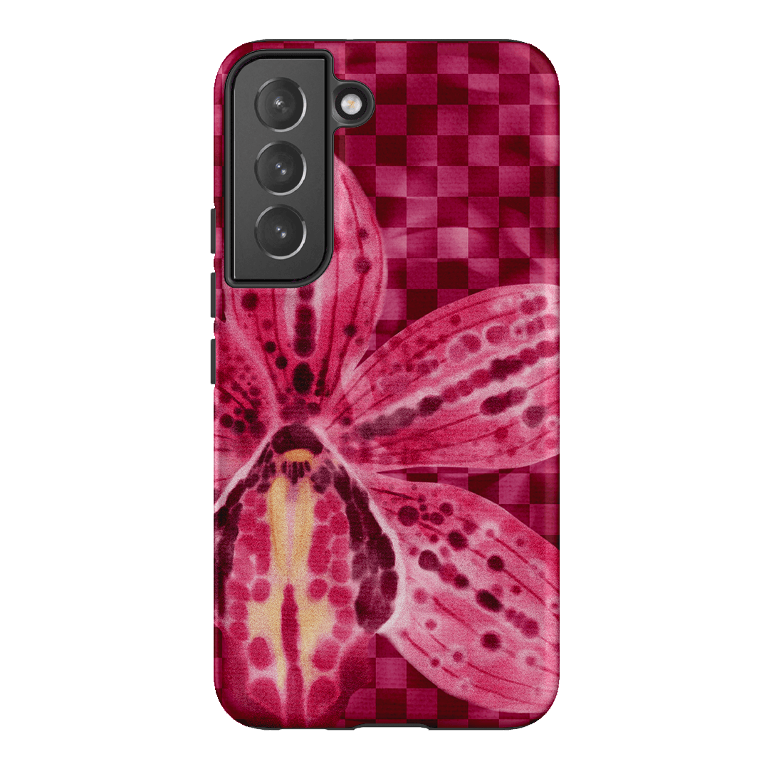 Check Orchid Printed Phone Cases Samsung Galaxy S22 / Armoured by Sally Hungerford - The Dairy