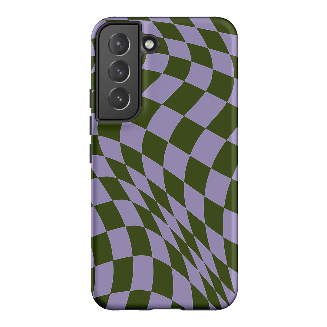 Wavy Check Forest on Lilac Matte Case Matte Phone Cases Samsung Galaxy S22 / Armoured by The Dairy - The Dairy
