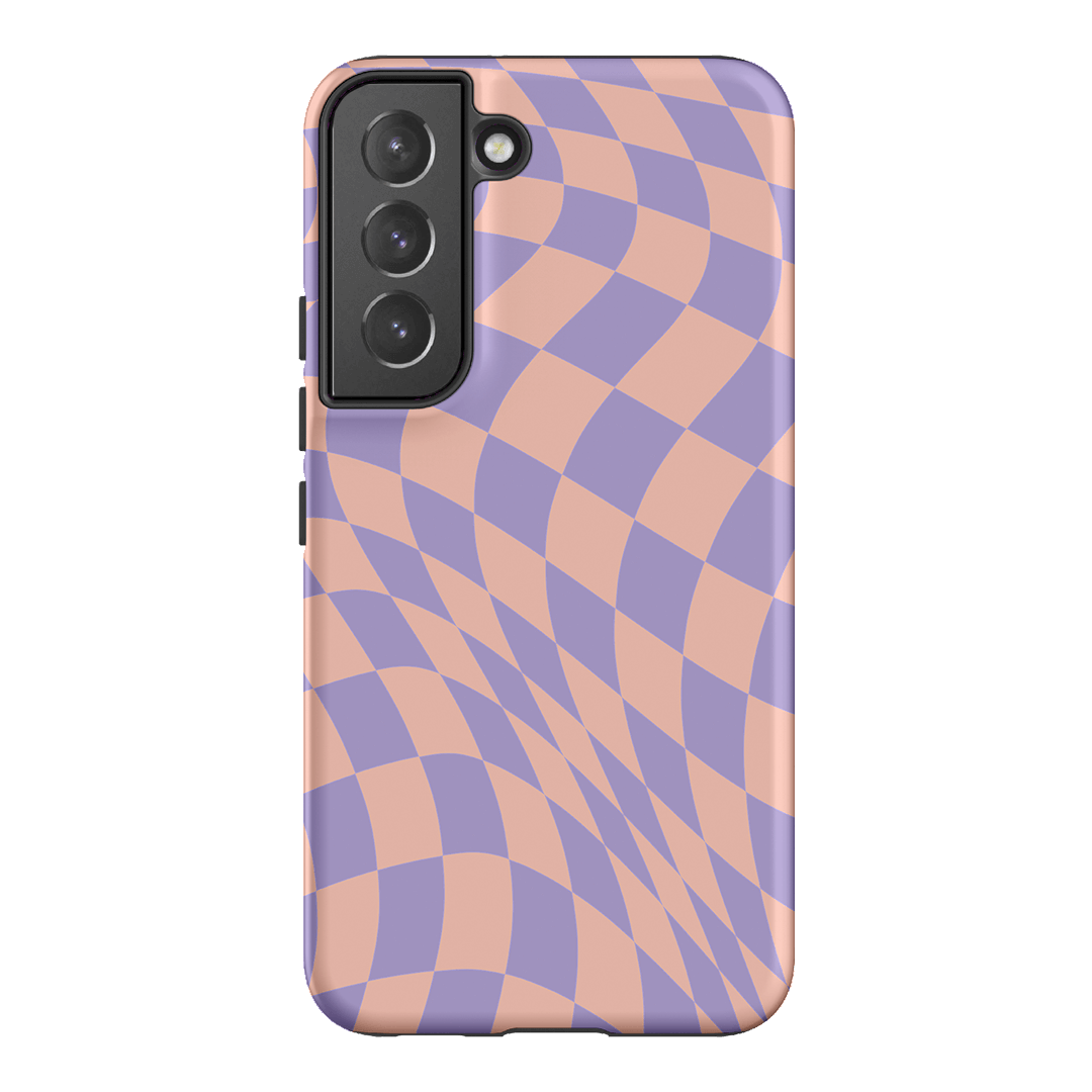 Wavy Check Lilac on Blush Matte Case Matte Phone Cases Samsung Galaxy S22 / Armoured by The Dairy - The Dairy