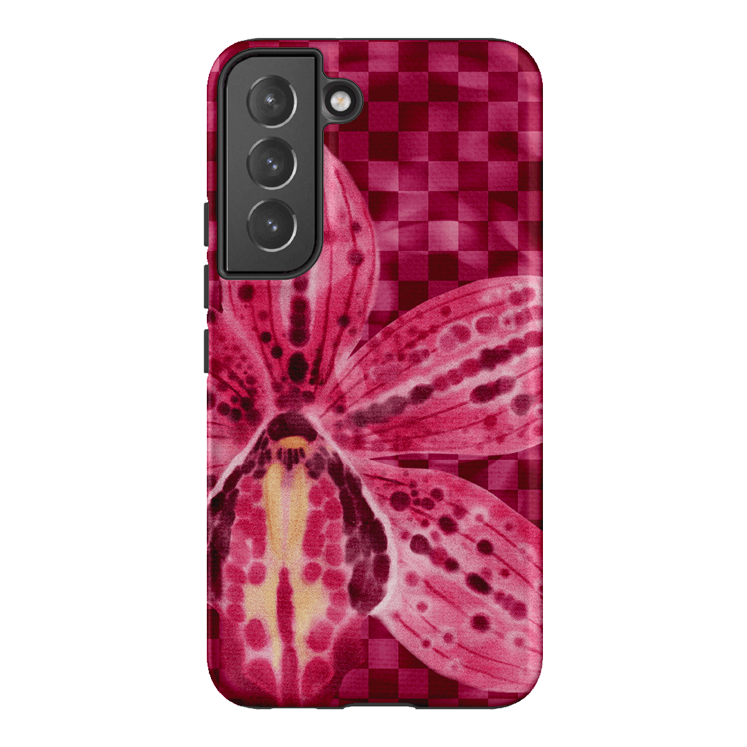 Check Orchid Printed Phone Cases Samsung Galaxy S22 Plus / Armoured by Sally Hungerford - The Dairy
