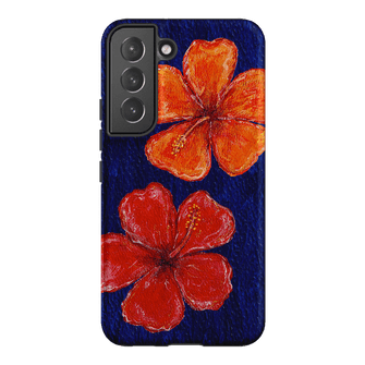 Hibiscus Flower Deep Blue Printed Phone Cases Samsung Galaxy S22 Plus / Armoured by BG. Studio - The Dairy
