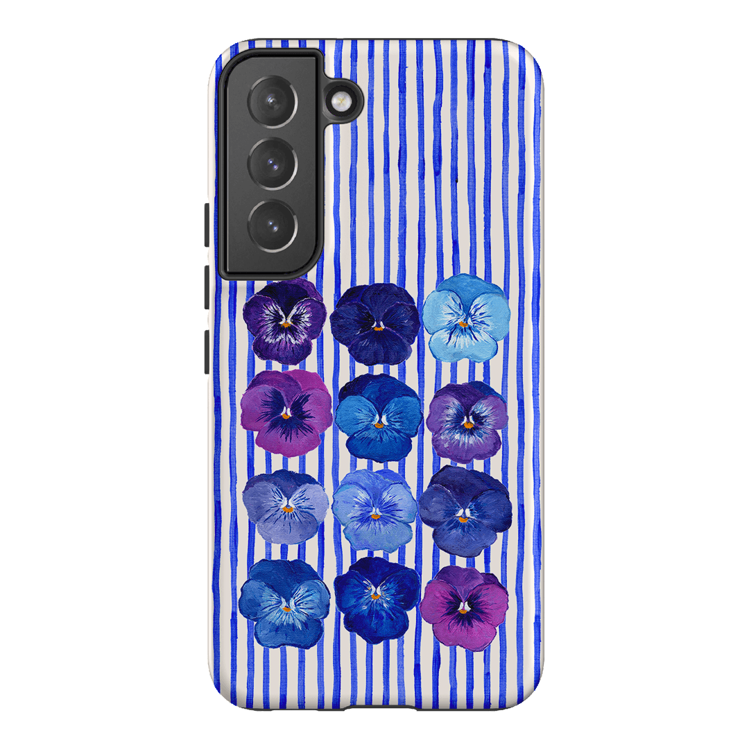Striped Pansies Printed Phone Cases Samsung Galaxy S22 Plus / Armoured by Kayla Henley - The Dairy
