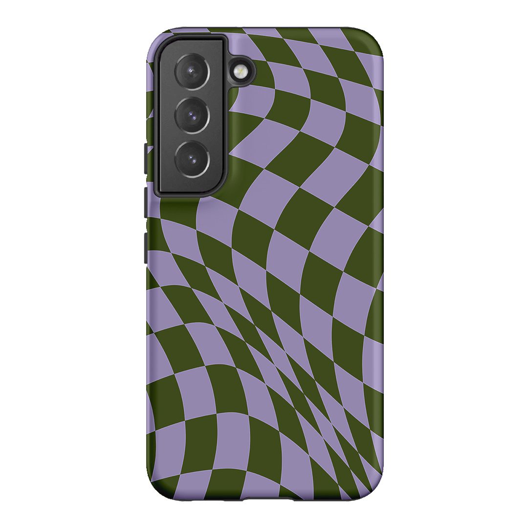 Wavy Check Forest on Lilac Matte Case Matte Phone Cases Samsung Galaxy S22 Plus / Armoured by The Dairy - The Dairy