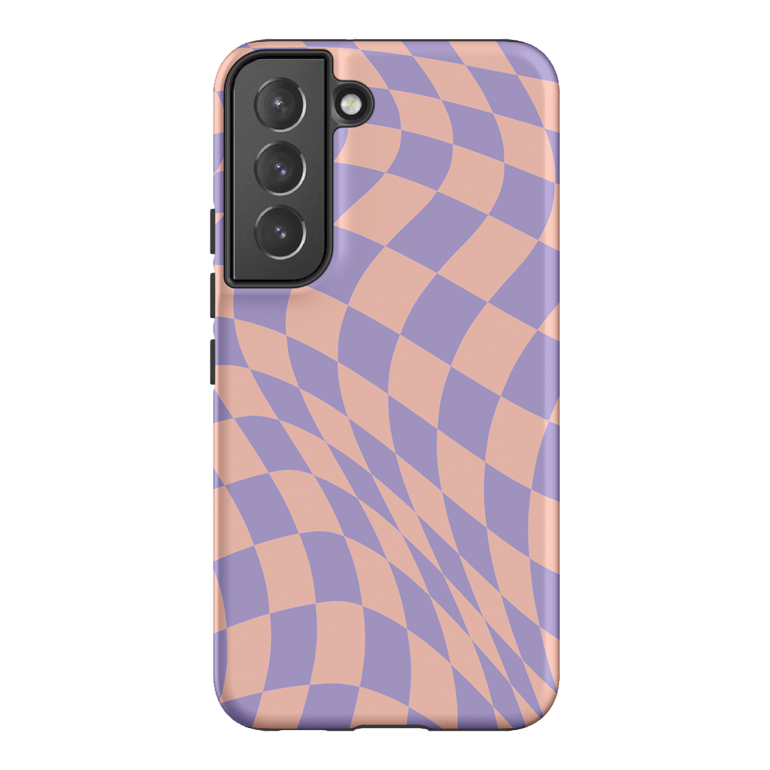 Wavy Check Lilac on Blush Matte Case Matte Phone Cases Samsung Galaxy S22 Plus / Armoured by The Dairy - The Dairy