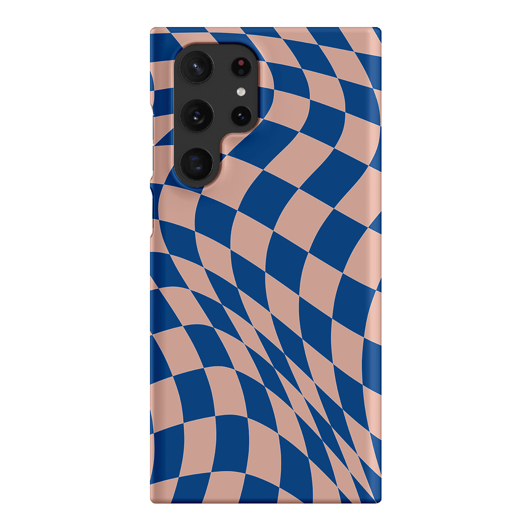 Wavy Check Cobalt on Blush Matte Case Matte Phone Cases Samsung Galaxy S22 Ultra / Snap by The Dairy - The Dairy